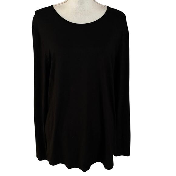 Chicos Size 3 or US XL Long Sleeved Tee T Shirt Rayon Spandex Black Capsule - Picture 1 of 5